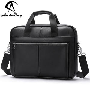 AndoBag Maletín para Portátil de 14 Pulgadas para Hombre, de Cuero Vacuno Genuino, para Viajes de Negocios, Bolso Bandolera 1401 - Product Image 1
