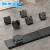 Prise de table encastrée pour meubles de cuisine, dissimulée, avec couvercle coulissant unique et ports USB Type-C