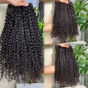 ผมมนุษย์แท้แบบ Afro Kinky Curly สีดำธรรมชาติจากบราซิล แบบดิบ ไม่ผ่านการแปรรูป  ถักทอสองชั้น  แบบ Remy Hair - Product Image 1