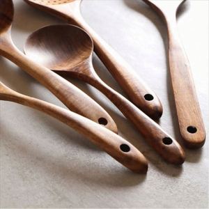 Ustensiles de cuisine 26/10.2IN, cuillère à salade en bois d'acacia et de teck, fabriquée à la main, pour la cuisine - Product Image 4