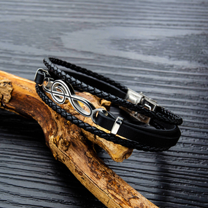 <span class=keywords><strong>Bracciale</strong></span> in pelle intrecciata multistrato da uomo con nota musicale in acciaio al titanio <span class=keywords><strong>bracciale</strong></span> in pelle semplice Punk <span class=keywords><strong>per</strong></span> regalo di un amico del ragazzo - Product Image 3