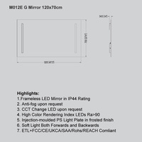 Espejo de Baño Moderno con Iluminación Integrada NewThingLine, sin Marco, para Salón y Hotel, con IP44, Garantía de 3 Años, Control Táctil