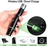 Lampe torche tactique rechargeable haute puissance avec ampoule LED à capuchon réglable, longue portée, pointeur laser vert pour le camping
