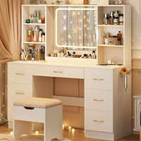 Commode de chambre à coucher en bois durable et moderne, de couleur blanche, avec éclairage LED intégré