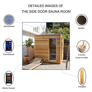 Modern Wood Outdoor Sauna Room 3-4 Person Dry Steam With Weatherproof Finish for Backyard Patio - Product Image 2