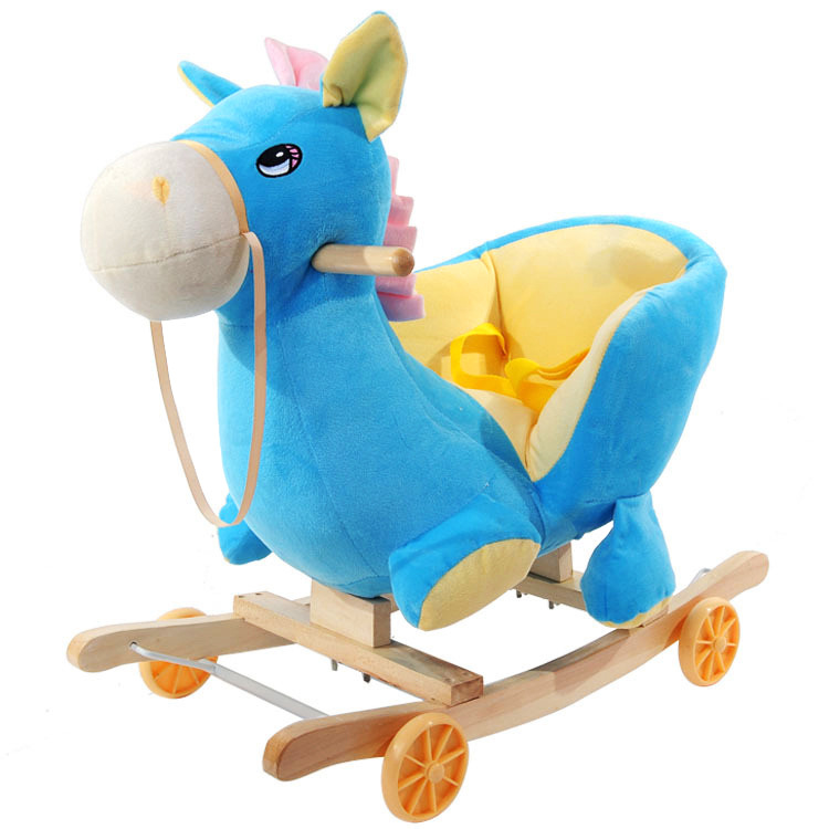Fauteuil à bascule bébé cheval bleu-animal