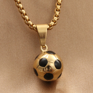 yunnique Stainless Steel Soccer Ball Pendant Geometric Design Polished Men's Necklace Gift Occasion - Product Image 2