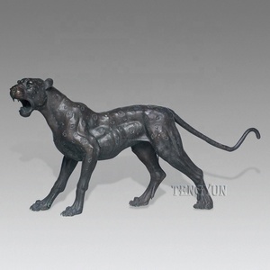 Bronzo nero leopardo statua in metallo ottone ghepardo scultura giardino <span class=keywords><strong>pantera</strong></span> decorativa per la vendita - Product Image 5