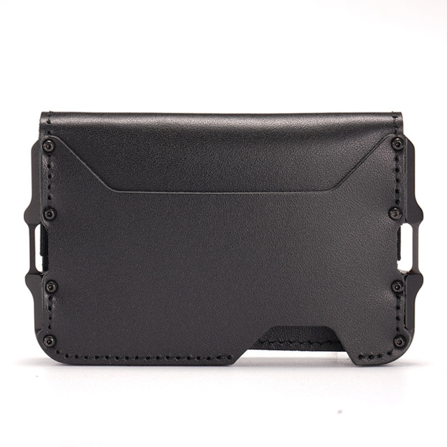 Bifold Pop-Up Open Card Wallet RFID Blocking Genuine Leather Handmade Unisex Transparent ID Window Money Clip Cash Pocket