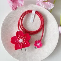 Luxe bégonia fleur USB câble ligne de données protecteur couverture pour iPhone 18W / 20W étui de charge rapide dessin animé enrouleur organisateur