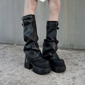 Bottes Western d'hiver à fermeture éclair, amincissantes, rehaussantes, à semelle épaisse et design pour jambes affinées - Product Image 1