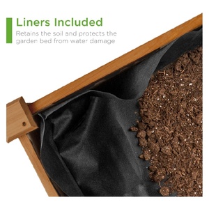 Jardinière mobile surélevée en <span class=keywords><strong>bois</strong></span> naturel avec roues verrouillables - Product Image 4