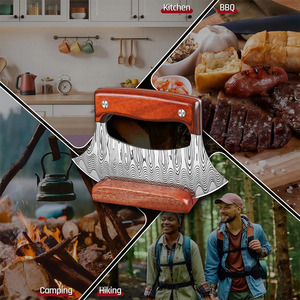 Cortador de Pizza de Acero de Damasco Hecho a Mano, Cuchillo de Cocina Afilado con Mango de Madera, Cortador de Pizza de Damasco Premium - Product Image 2