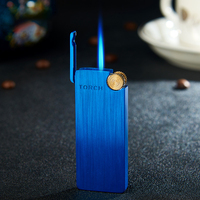 8mm torche Ultra fine bleu flamme coupe-vent briquet réglable galvanoplastie micro torche briquet pour hommes