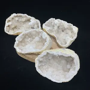 Yüksek kalite doğa kristal beyaz akik Druzy Geode spasale şifa taşı Druzy satılık