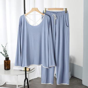 Bộ Đồ Ngủ Hai Món Cho Nữ, Bộ Đồ Ngủ Mặc Ở Nhà Vải <span class=keywords><strong>Modal</strong></span> Ngắn Cho Nữ Thiết Kế Chéo Lưng Mới Theo Yêu Cầu - Product Image 2