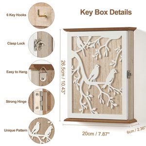 Boîte de rangement pour clés en bois en forme d'oiseau blanc, objet décoratif mignon pour les chambres et la décoration de la maison, porte-clés mural pour voiture. - Product Image 1