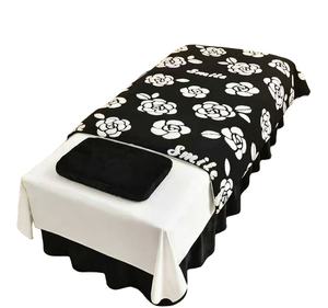 Juego de Cuatro Fundas de Cama de Estilo Retro Francés, Juego de Fundas de Cama Exclusivas de Alta Gama en Color Negro para Salón de Belleza y Masajes - Product Image 4