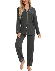 Oeko Nhà Sản Xuất Đồ Ngủ Cho Phụ Nữ Mềm Nút Up Pajama Thiết Lập Dài Tay Áo Sơ Mi Và Pajama Quần Phòng Chờ Bộ - Product Image 4