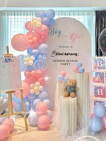 Décorations de fête de révélation du sexe par impression numérique moderne, toile de fond personnalisée en panneau KT pour bébé garçon ou fille, arrière-plan photo pour baby shower