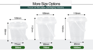 ถังชาผลไม้เกรดอาหาร ขนาด 1000 มล. ถังพลาสติก PP ใส พร้อมฝาและหูหิ้ว สำหรับชานม น้ำผลไม้ แบบนำกลับบ้าน  รับสกรีนโลโก้ - Product Image 3