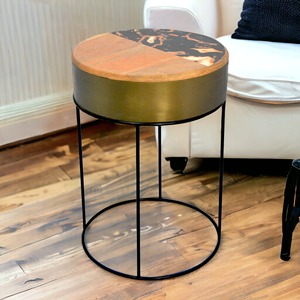 Modern Design <b>Round</b> Wood Board Coffee <b>Table</b> with Metal Frame Unique <b>Side</b> <b>Table</b> for Home Use living room - Product Image 6