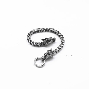 Yunnique Pulsera de cadena de acero de titanio con cabeza de dragón, regalo unisex para parejas, joyería, diseño geométrico - Product Image 3
