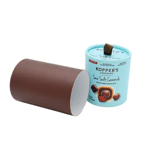 علبة الشوكولاته الاسطوانية الدائرية الفاخرة ذات الجودة العالية المصنوعة من الساتان السحب للتعبئة