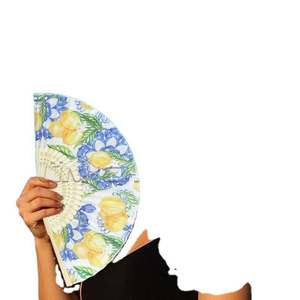 Handheld Custom Printed Bamboo <b>Folding</b> Fans with Flower Design for Wedding Invitations and Christmas/Chinese New Year Occasions - Product Image 2