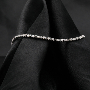 Bracelet tennis en argent sterling 925 avec zircon noir et blanc de 1,5 mm, serti rond, nouveau design, bijoux fins, bracelets - Product Image 2