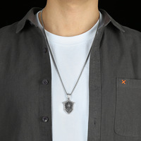 Collier extravagant de haute qualité avec pendentif bouclier de lion, collier cool pour hommes, hip hop, animal, chaîne en acier titane, collier punk