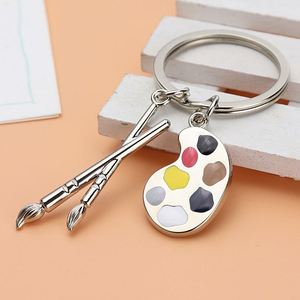 Nouvelle palette de peinture aquarelle personnalisée, porte-clés en métal couleur or et argent, cadeau pour artiste, palette de peinture, pinceau, porte-clés pour enfants - Product Image 3