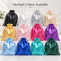 Pochette élégante en satin écologique avec cordon de serrage, emballage anti-poussière en soie douce pour perruques, extensions et outils capillaires