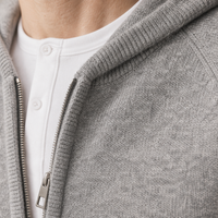 Cardigan zippé en mélange cachemire et laine pour homme, tricoté à capuche, manches longues, poignets côtelés, personnalisable OEM