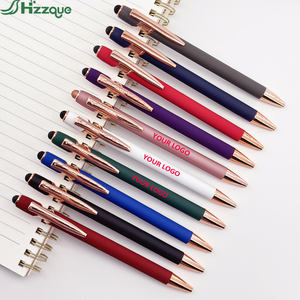 Werbeartikel Metall-Kugelschreiber mit Logo, Aluminium Großhandel 2-in-1 Soft-Touch-Stylus mit Gummigriff - Product Image 3