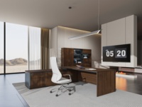 Bureau de direction ergonomique intelligent moderne LIWEI, panneau en bois, rangement dissimulé des câbles, bureau de luxe haut de gamme personnalisé pour PDG