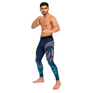 Leggings de compression athlétiques MMA 235 GSM en polyester et élasthanne, séchage rapide, extensibles dans quatre directions, respirants, pour l'entraînement en salle de sport, personnalisables OEM - Product Image 1