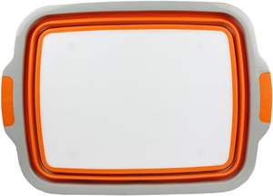 Bac de lavage pliable en silicone à 3 hauteurs réglables avec planche à découper multifonction et couvercle - Product Image 4