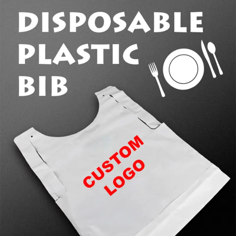 Bavoirs en plastique jetables avec impression personnalisée, 200 pièces, pour Restaurant