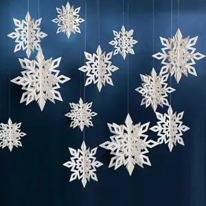 6PCS Snowflakes Garland Winter Christmas Winter Wonderland Holiday New Year Party Home Hanging Paper Snowflakes Decorations