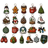 Porte-clés personnalisé en PVC pour Noël, idéal pour les fêtes, souvenirs d'hiver, porte-clés en caoutchouc découpé, ensemble de breloques bonhomme de neige personnalisées