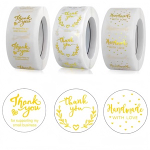 Cao cấp Vòng Quà tặng 1 inch UV in 'cảm ơn bạn' tự dính <span class=keywords><strong>Sticker</strong></span> Bopp không thấm nước in logo dán cho thiệp chúc mừng - Product Image 5