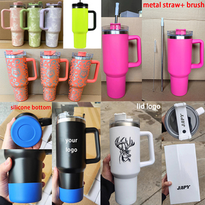 40oz gran oferta personalizado leopardo Arco Iris impresión viaje 30oz vaso con asa de acero inoxidable vasos aislados al vacío con labio - Product Image 5