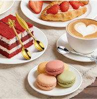 Ensemble de mini cuillères à café, thé et dessert créatives en acier inoxydable plaqué or avec manche long courbé pour fêtes et cuisine