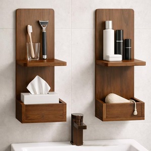 Cross-border wooden <b>floating</b> <b>wall</b>-mounted <b>shelf</b>, bedside planter, mobile phone holder, bathroom scented candle holder, flower - Product Image 1
