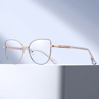 Monture de lunettes optiques Partagas en métal œil de chat avec charnière à ressort, logo personnalisé, anti-lumière bleue, pour femmes
