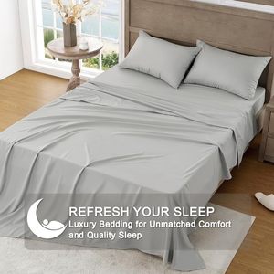 Buttery Soft 300 Thread Count Fabric 100% Viscose Derived From <b>Bamboo</b> Cooling Bed <b>Sheets</b> for Home - Product Image 4