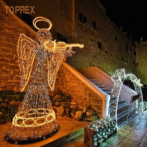 Figurines <span class=keywords><strong>de</strong></span> Noël décoratives Toprex Holiday Led Motif Lighted Angel Wing, motif 3D, lumières <span class=keywords><strong>de</strong></span> corde LED, <span class=keywords><strong>ange</strong></span> <span class=keywords><strong>de</strong></span> Noël avec trompette - Product Image 1
