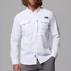 Polo de pêche de haute qualité à dos ouvert, faible MOQ, en maille respirante, avec col en forme de poisson, avec poches, manches longues et boutons. - Product Image 1