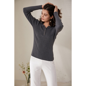 Suéter de algodón personalizado para el logotipo de la moda OEM suéter de las mujeres de otoño ropa de mujer Jersey de punto de ganchillo camisa - Product Image 5